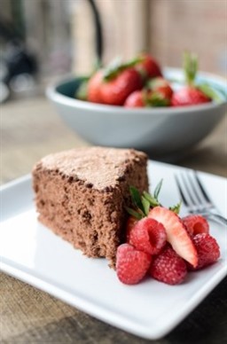 Chocolate Angel Food Cake with Berries